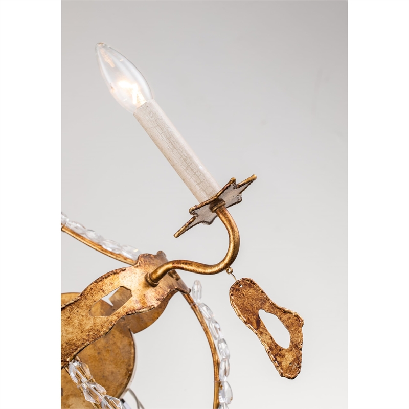 Bowery Hill 2-Light Metal Sconce with Crystal Beading in Gold