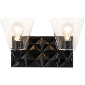 Bowery Hill Transitional 2-light Metal Bath Vanity Light in Matte Black