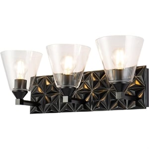 Bowery Hill Transitional 3-light Metal Bath Vanity Light in Matte Black