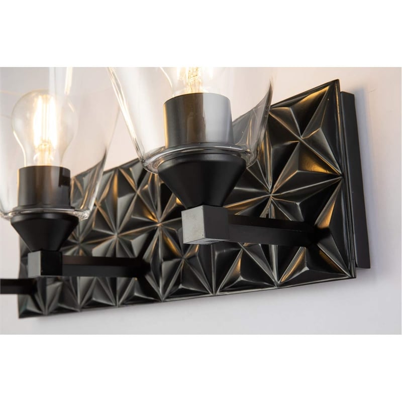 Bowery Hill Transitional 3-light Metal Bath Vanity Light in Matte Black