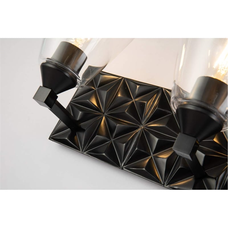 Bowery Hill Transitional 3-light Metal Bath Vanity Light in Matte Black