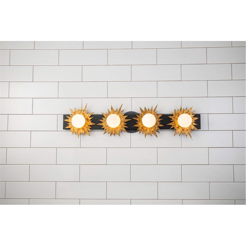 Bowery Hill 4-light Metal Bath Vanity Light in Gold/Weathered Zinc