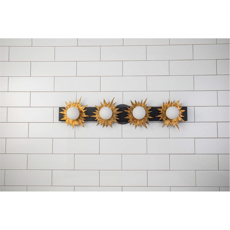Bowery Hill 4-light Metal Bath Vanity Light in Gold/Weathered Zinc