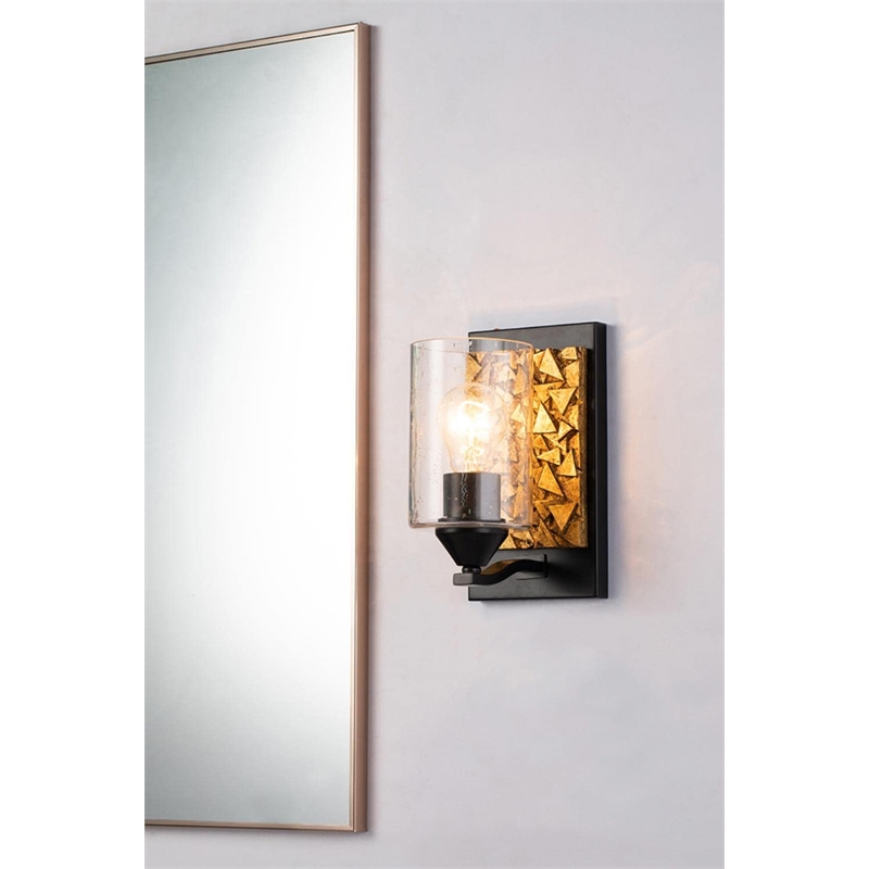 Bowery Hill 1-light Metal Bath Vanity Light in Matte Black/Gold