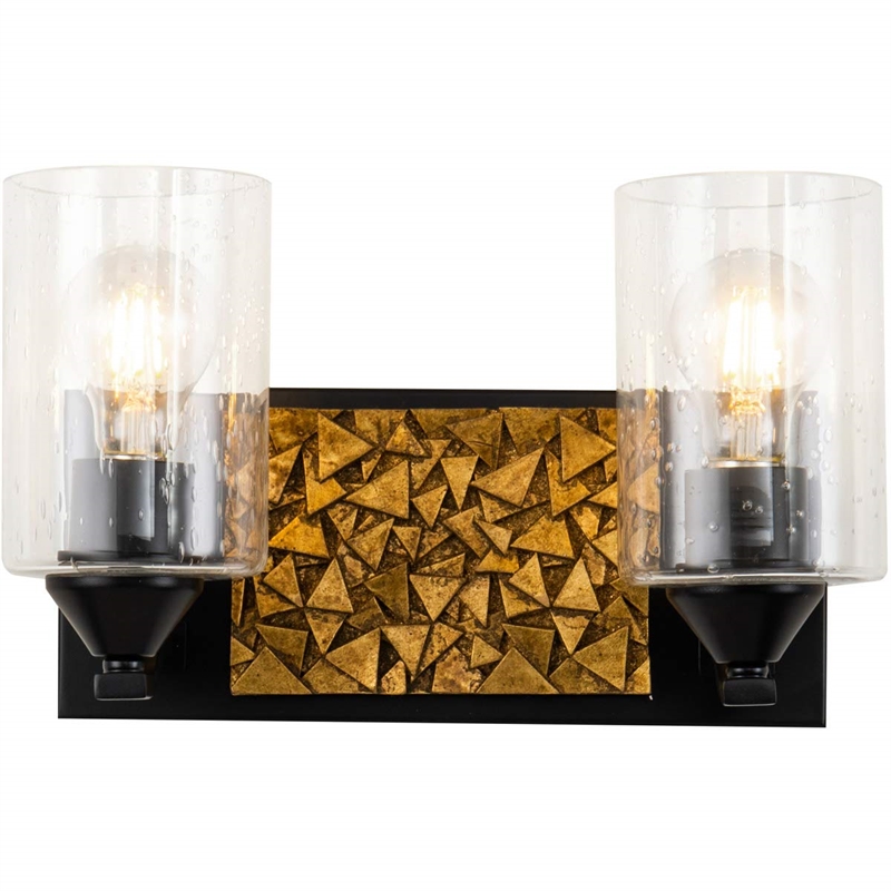 Bowery Hill 2-light Metal Bath Vanity Light in Matte Black/Gold