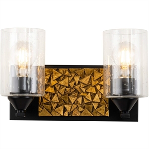 Bowery Hill 2-light Metal Bath Vanity Light in Matte Black/Gold