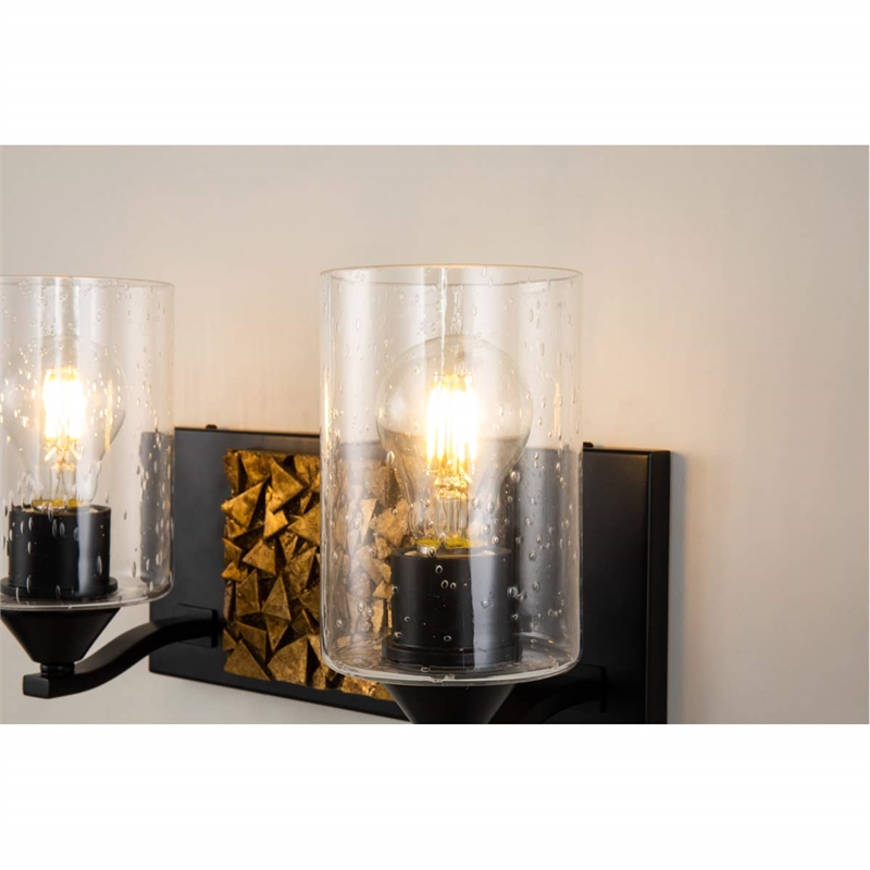 Bowery Hill 2-light Metal Bath Vanity Light in Matte Black/Gold