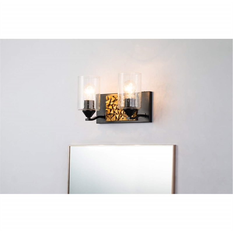 Bowery Hill 2-light Metal Bath Vanity Light in Matte Black/Gold