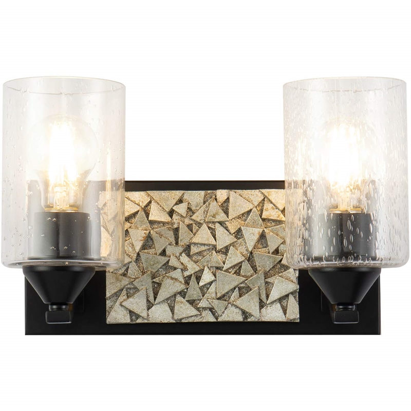 Bowery Hill 2-light Metal Bath Vanity Light in Matte Black/Silver