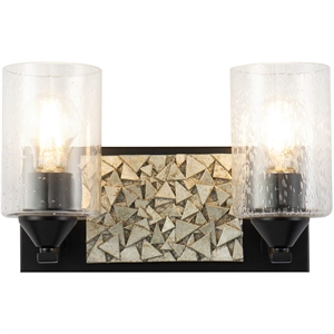 Bowery Hill 2-light Metal Bath Vanity Light in Matte Black/Silver
