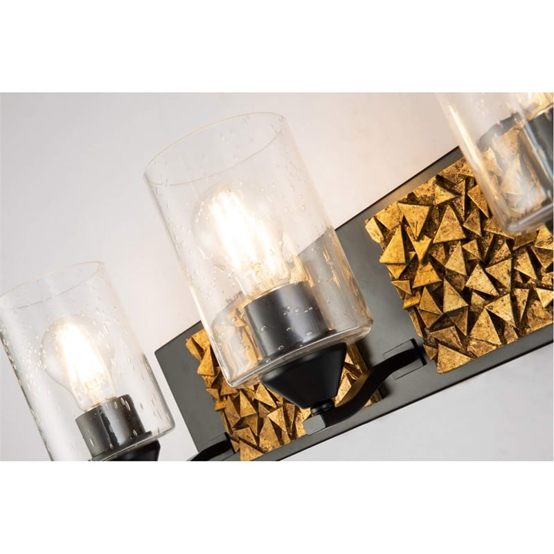 Bowery Hill 3-light Metal Bath Vanity Light in Matte Black/Gold