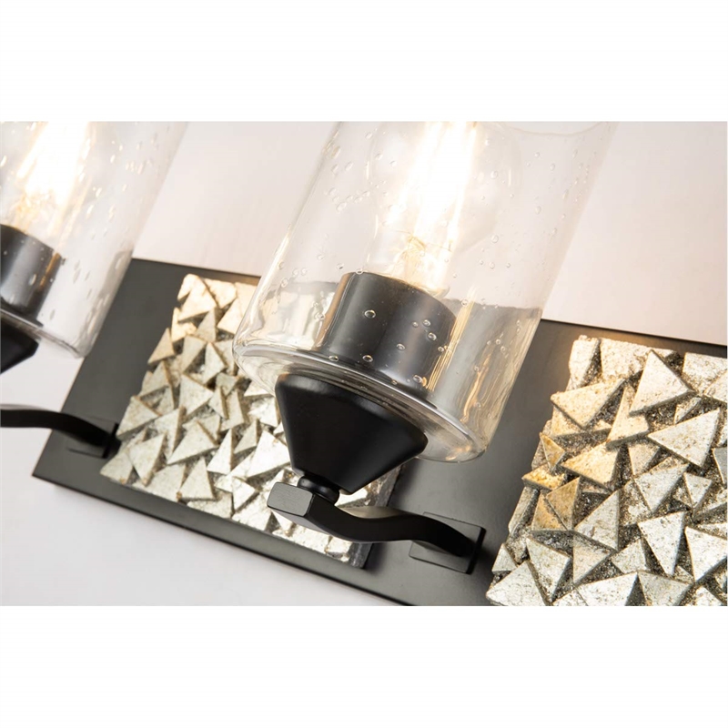 Bowery Hill 3-light Metal Bath Vanity Light in Matte Black/Silver
