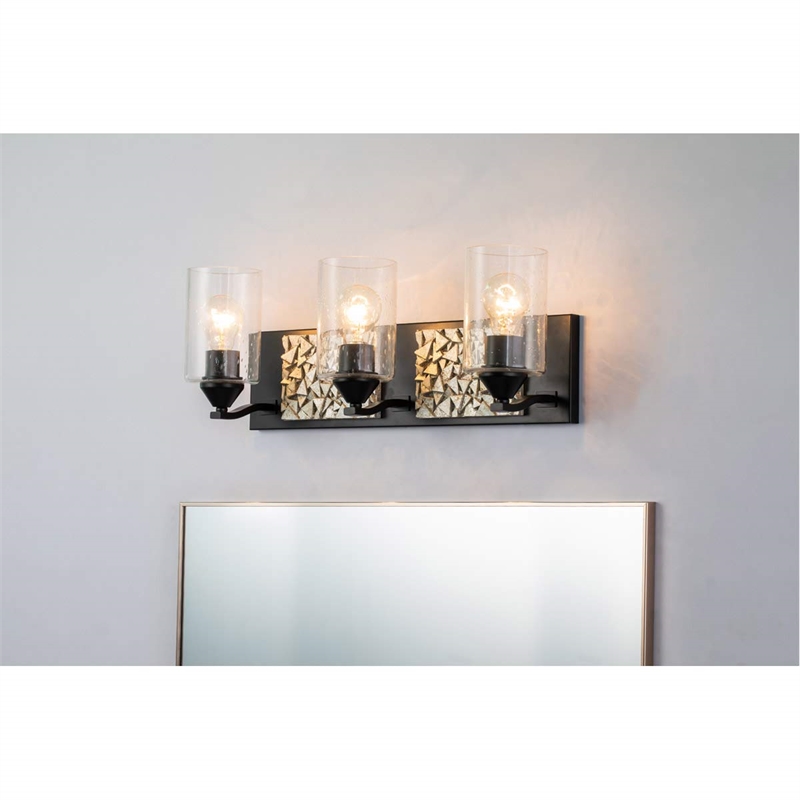 Bowery Hill 3-light Metal Bath Vanity Light in Matte Black/Silver