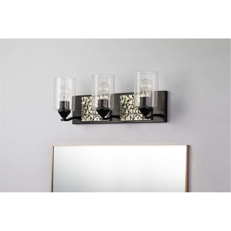 Bowery Hill 3-light Metal Bath Vanity Light in Matte Black/Silver