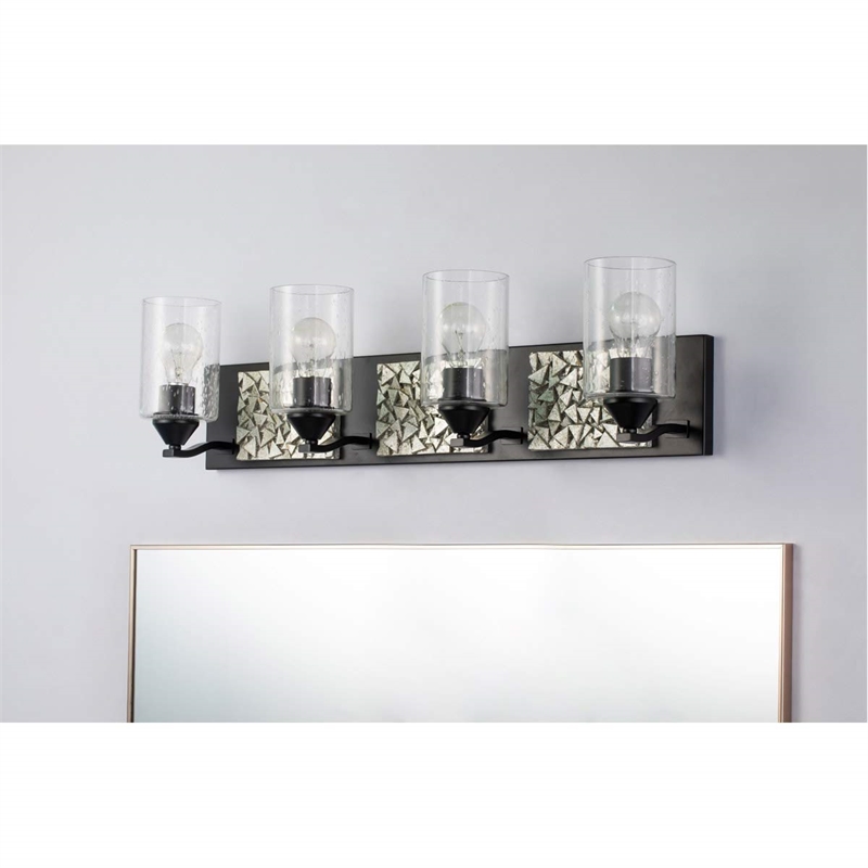 Bowery Hill 4-light Metal Bath Vanity Light in Matte Black/Silver
