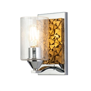Bowery Hill 1-light Metal Bath Vanity Light in Polished Chrome/Gold