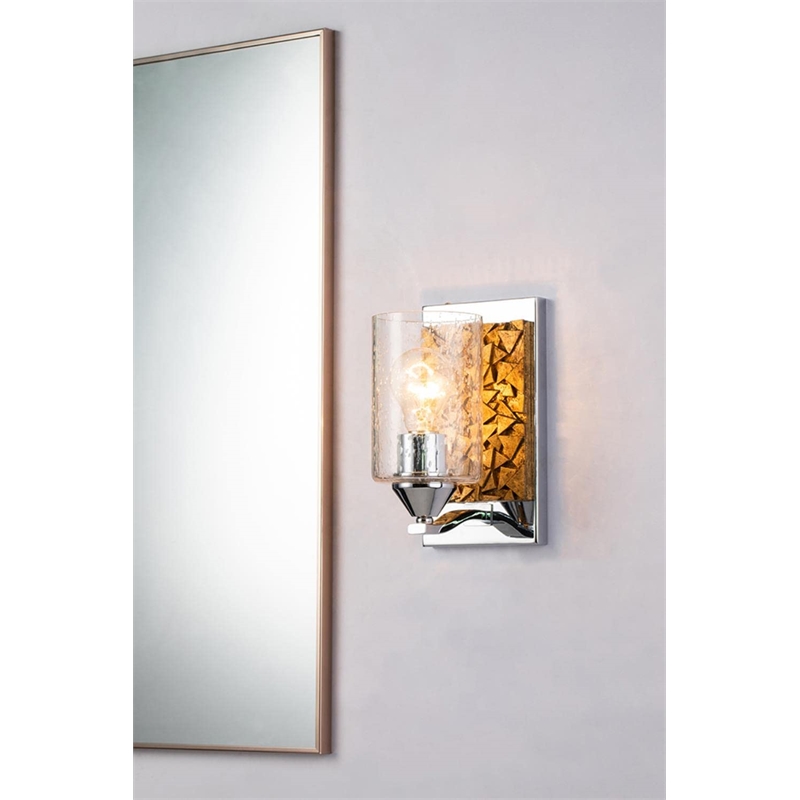 Bowery Hill 1-light Metal Bath Vanity Light in Polished Chrome/Gold