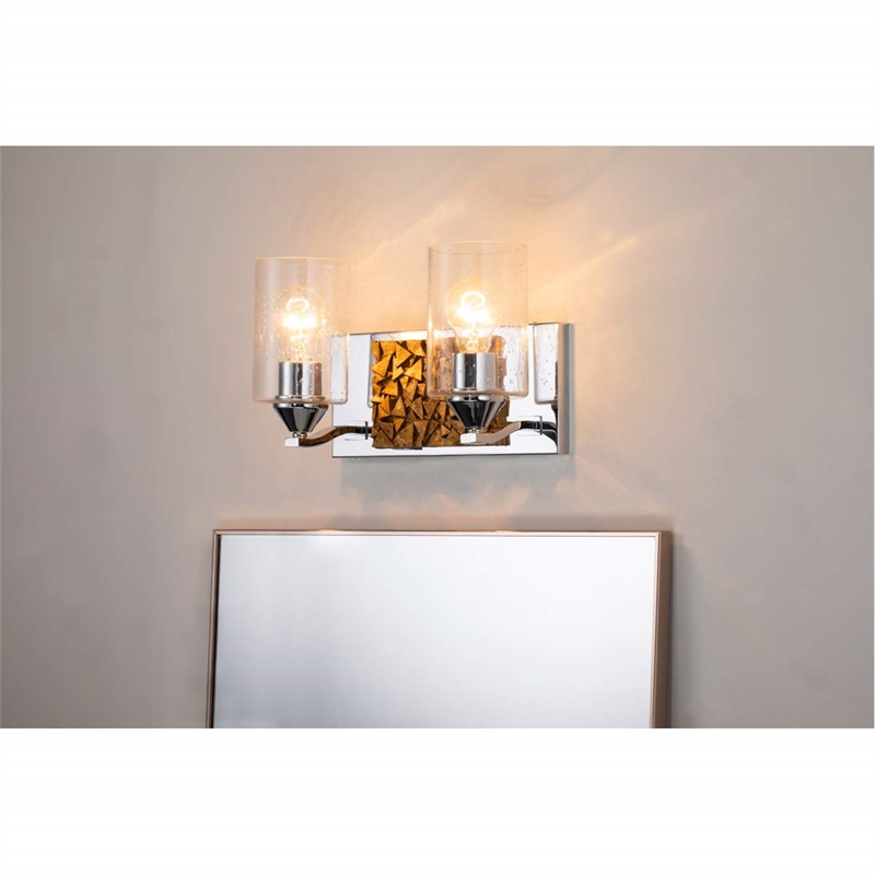 Bowery Hill 2-light Metal Bath Vanity Light in Polished Chrome/Gold