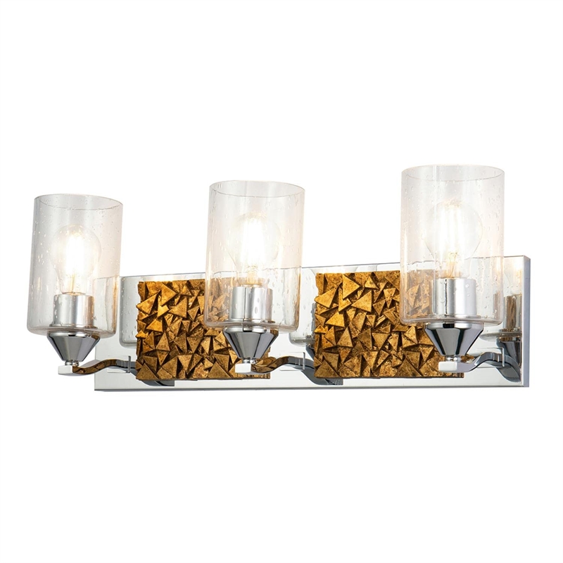 Bowery Hill 3-light Metal Bath Vanity Light in Polished Chrome/Gold