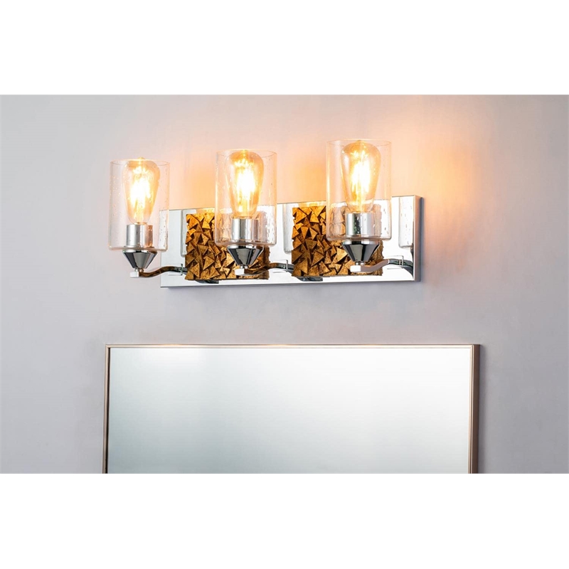 Bowery Hill 3-light Metal Bath Vanity Light in Polished Chrome/Gold