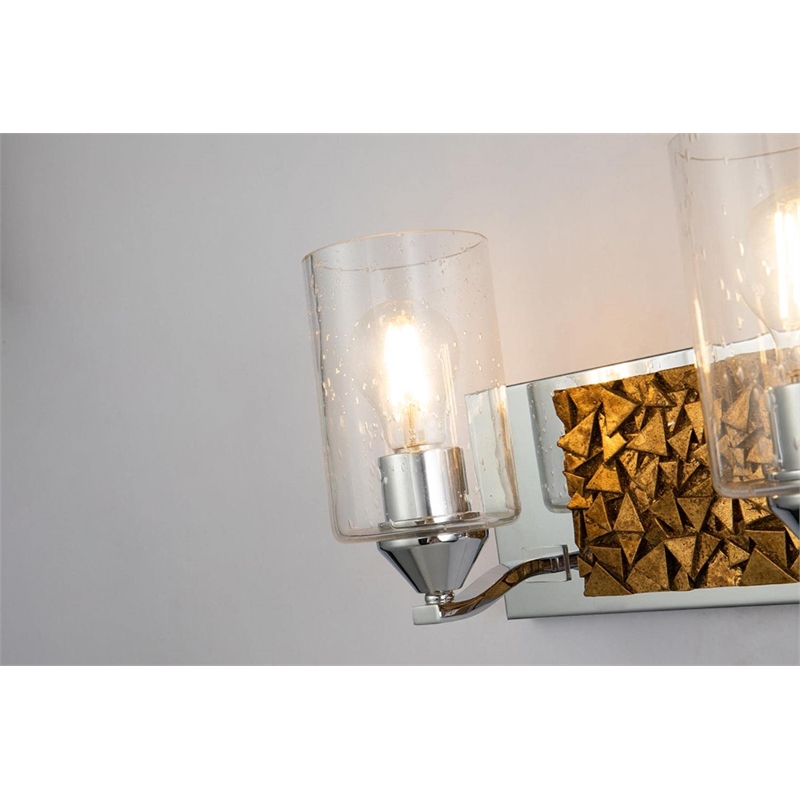 Bowery Hill 3-light Metal Bath Vanity Light in Polished Chrome/Gold