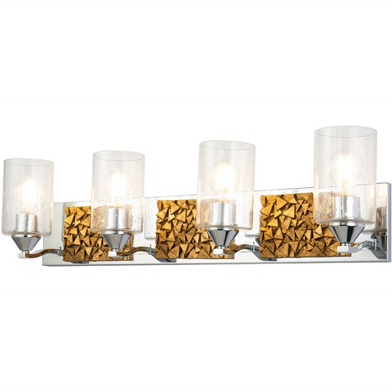 Bowery Hill 4-light Metal Bath Vanity Light in Polished Chrome/Gold