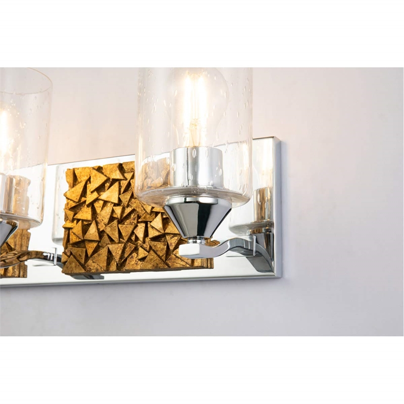 Bowery Hill 4-light Metal Bath Vanity Light in Polished Chrome/Gold