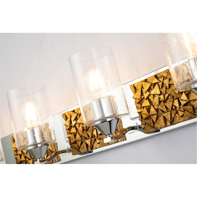 Bowery Hill 4-light Metal Bath Vanity Light in Polished Chrome/Gold