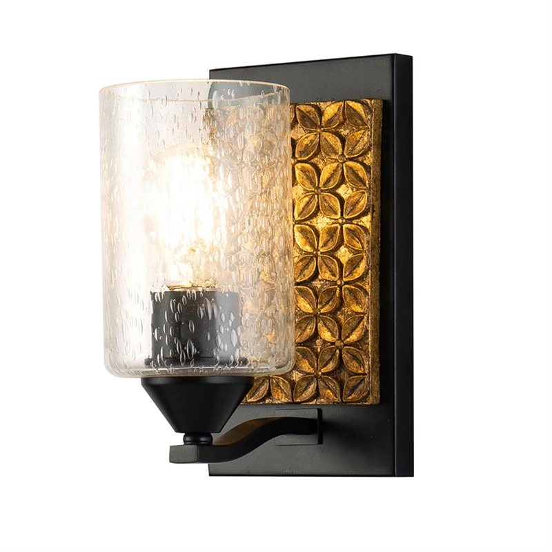 Bowery Hill 1-light Metal Bath Vanity Light in Matte Black/Gold