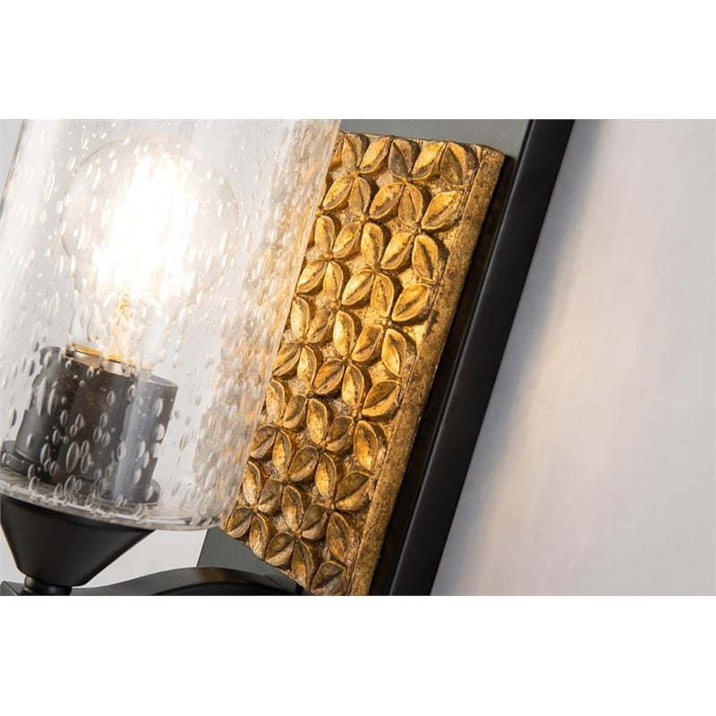 Bowery Hill 1-light Metal Bath Vanity Light in Matte Black/Gold