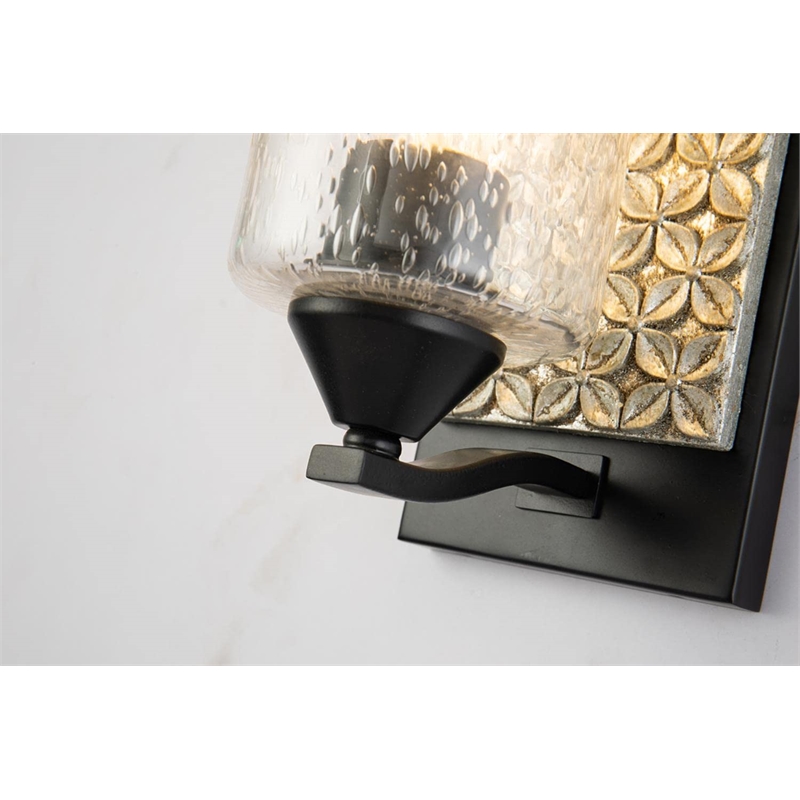 Bowery Hill 1-light Metal Bath Vanity Light in Matte Black/Silver