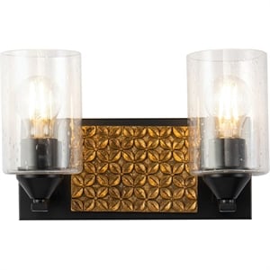 Bowery Hill 2-light Metal Bath Vanity Light in Matte Black/Gold