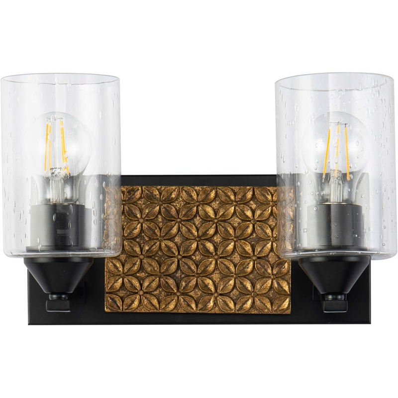 Bowery Hill 2-light Metal Bath Vanity Light in Matte Black/Gold