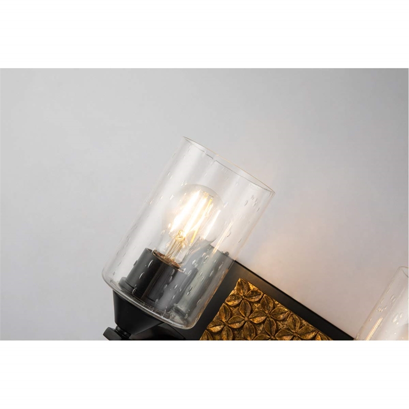 Bowery Hill 2-light Metal Bath Vanity Light in Matte Black/Gold