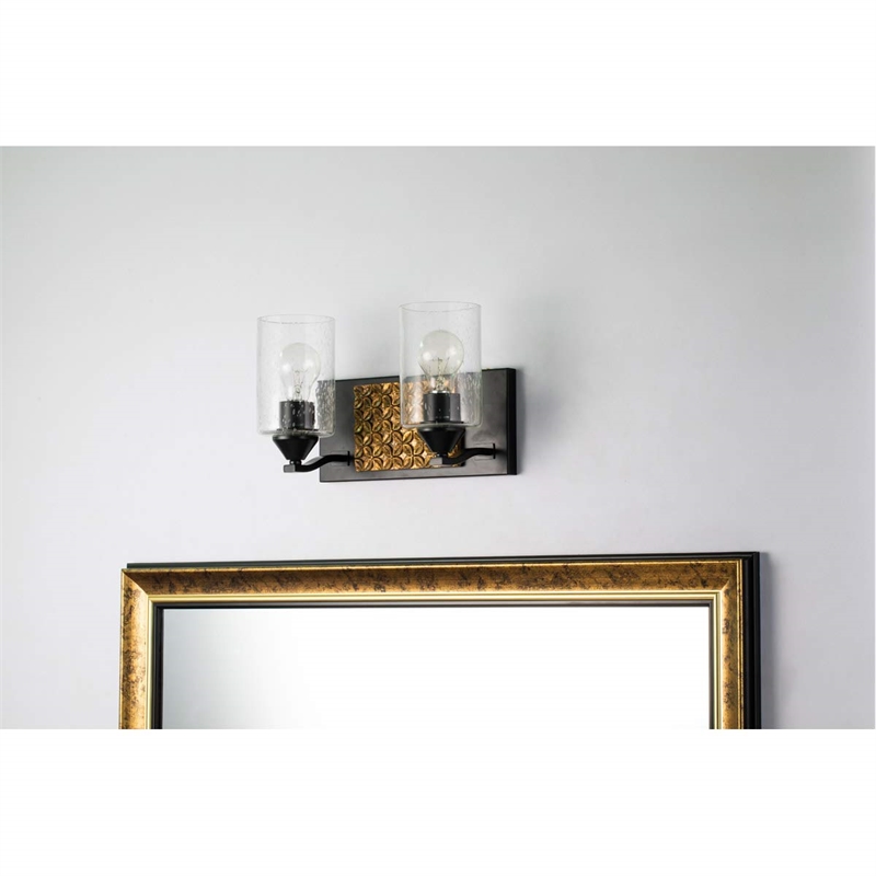 Bowery Hill 2-light Metal Bath Vanity Light in Matte Black/Gold