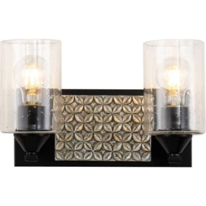 Bowery Hill 2-light Metal Bath Vanity Light in Matte Black/Silver