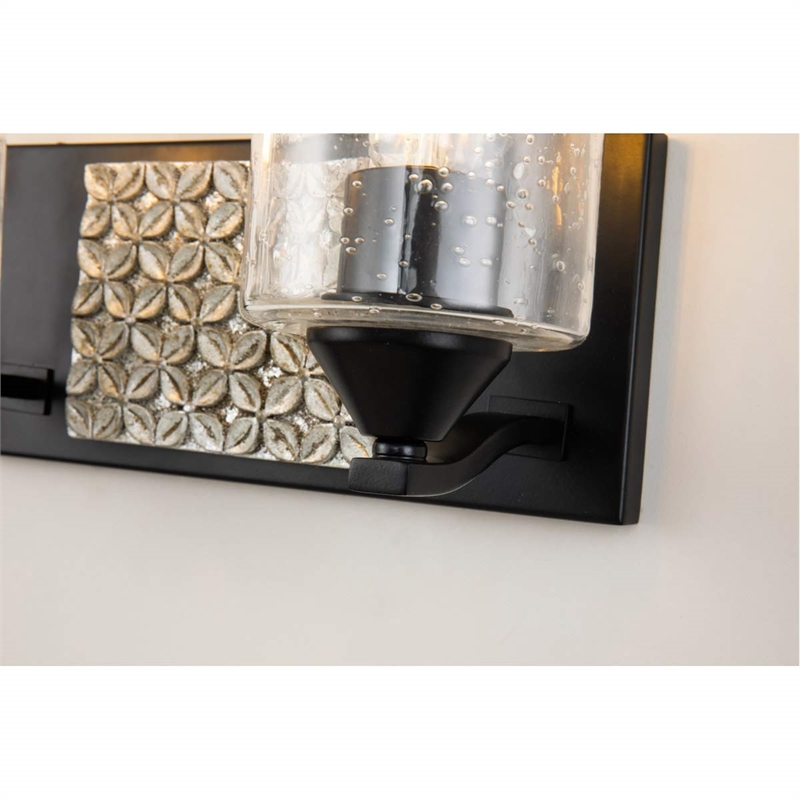 Bowery Hill 2-light Metal Bath Vanity Light in Matte Black/Silver