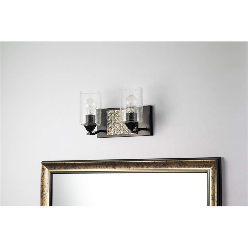 Bowery Hill 2-light Metal Bath Vanity Light in Matte Black/Silver