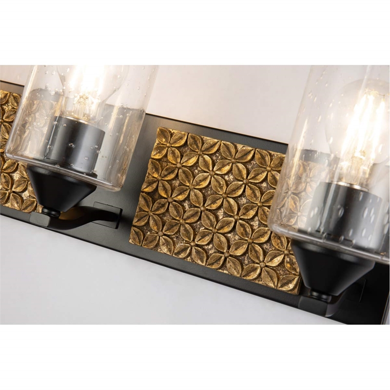 Bowery Hill 3-light Metal Bath Vanity Light in Matte Black/Gold