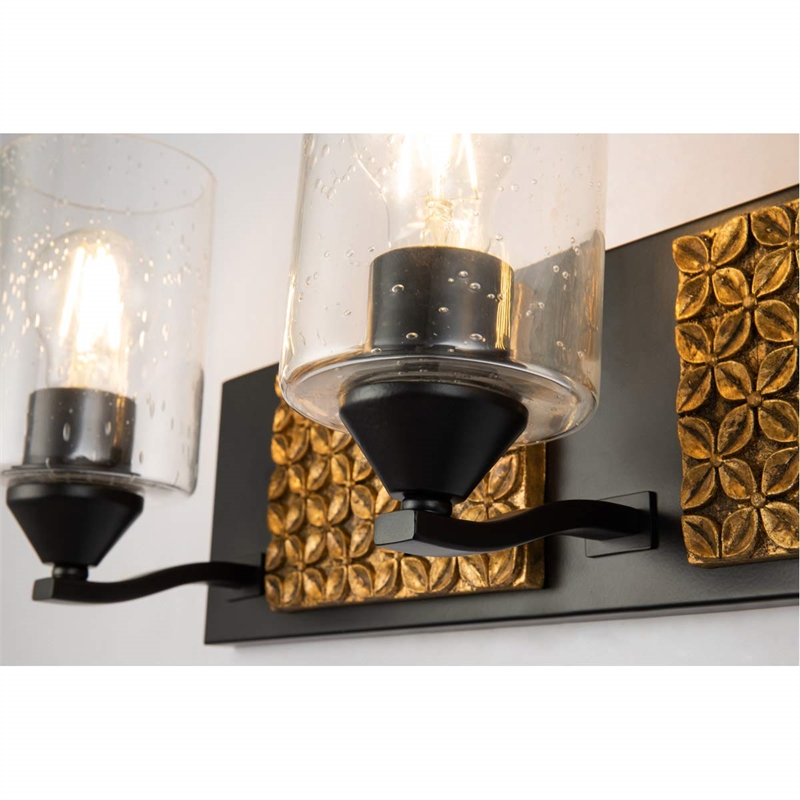 Bowery Hill 3-light Metal Bath Vanity Light in Matte Black/Gold