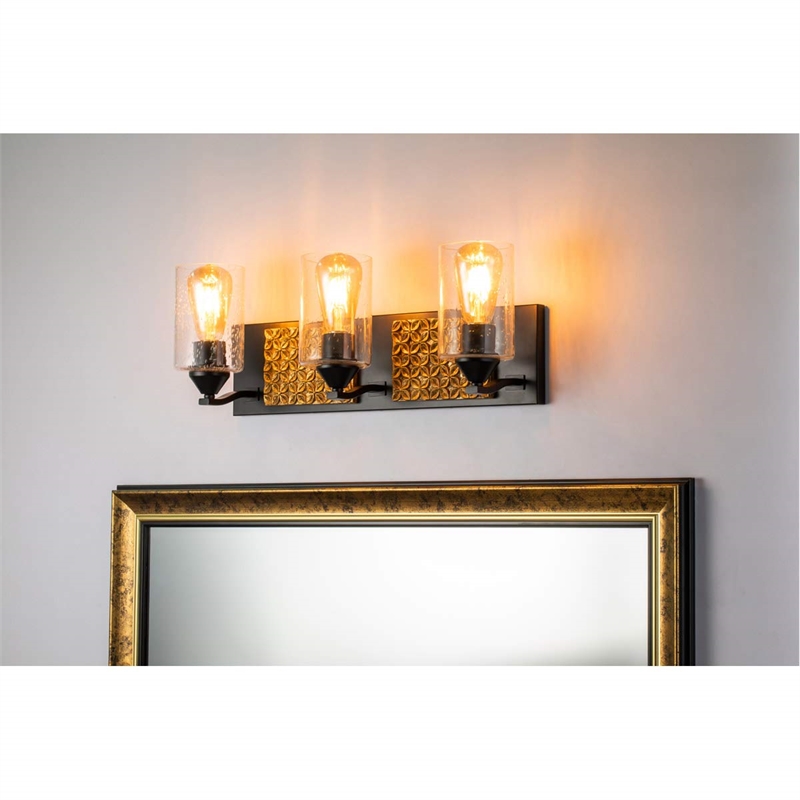 Bowery Hill 3-light Metal Bath Vanity Light in Matte Black/Gold