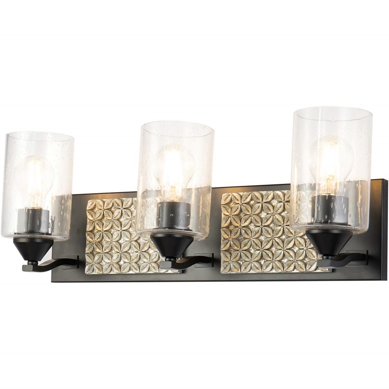 Bowery Hill 3-light Metal Bath Vanity Light in Matte Black/Silver
