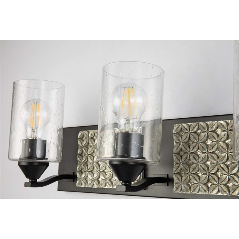 Bowery Hill 3-light Metal Bath Vanity Light in Matte Black/Silver