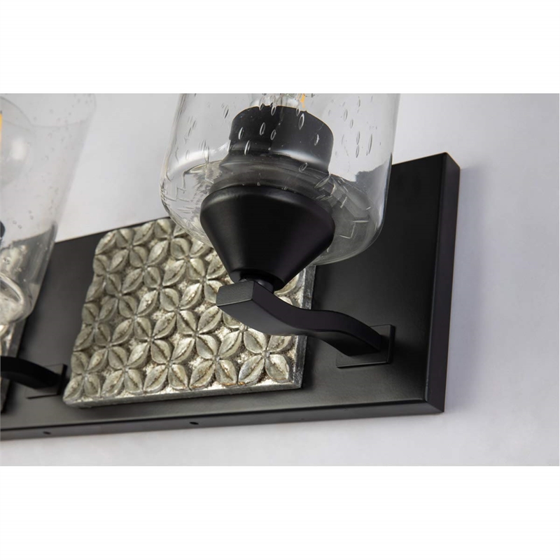 Bowery Hill 3-light Metal Bath Vanity Light in Matte Black/Silver