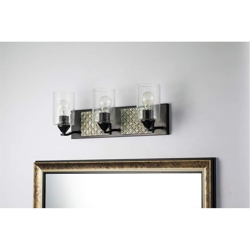 Bowery Hill 3-light Metal Bath Vanity Light in Matte Black/Silver