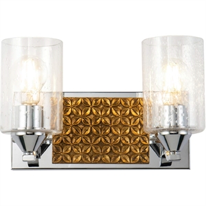 Bowery Hill 2-light Metal Bath Vanity Light in Polished Chrome/Gold