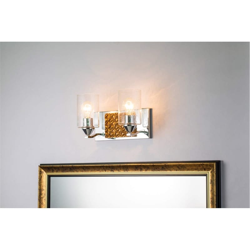 Bowery Hill 2-light Metal Bath Vanity Light in Polished Chrome/Gold