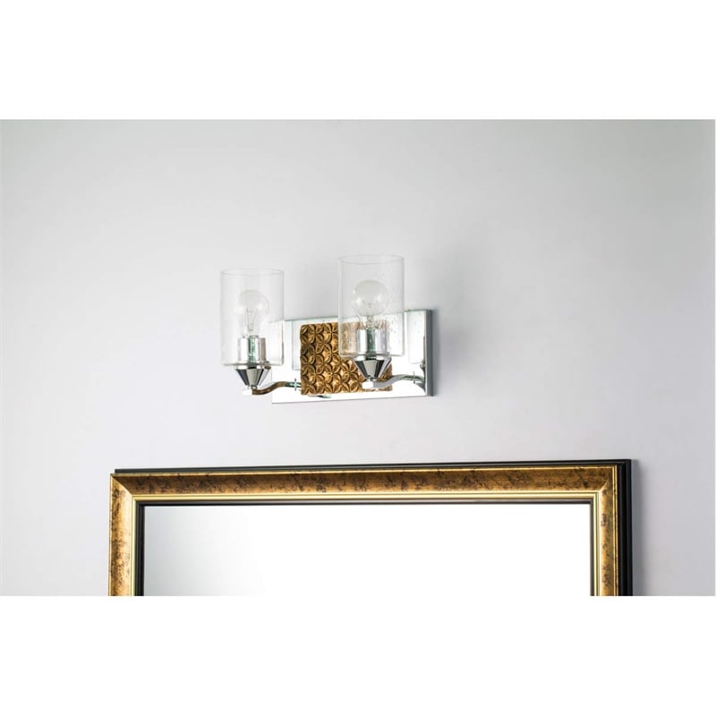 Bowery Hill 2-light Metal Bath Vanity Light in Polished Chrome/Gold