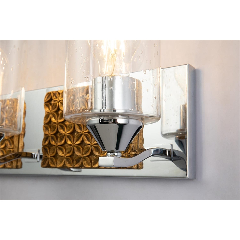 Bowery Hill 3-light Metal Bath Vanity Light in Polished Chrome/Gold