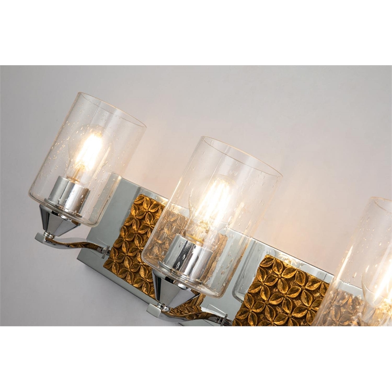 Bowery Hill 3-light Metal Bath Vanity Light in Polished Chrome/Gold